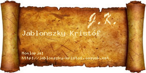 Jablonszky Kristóf névjegykártya